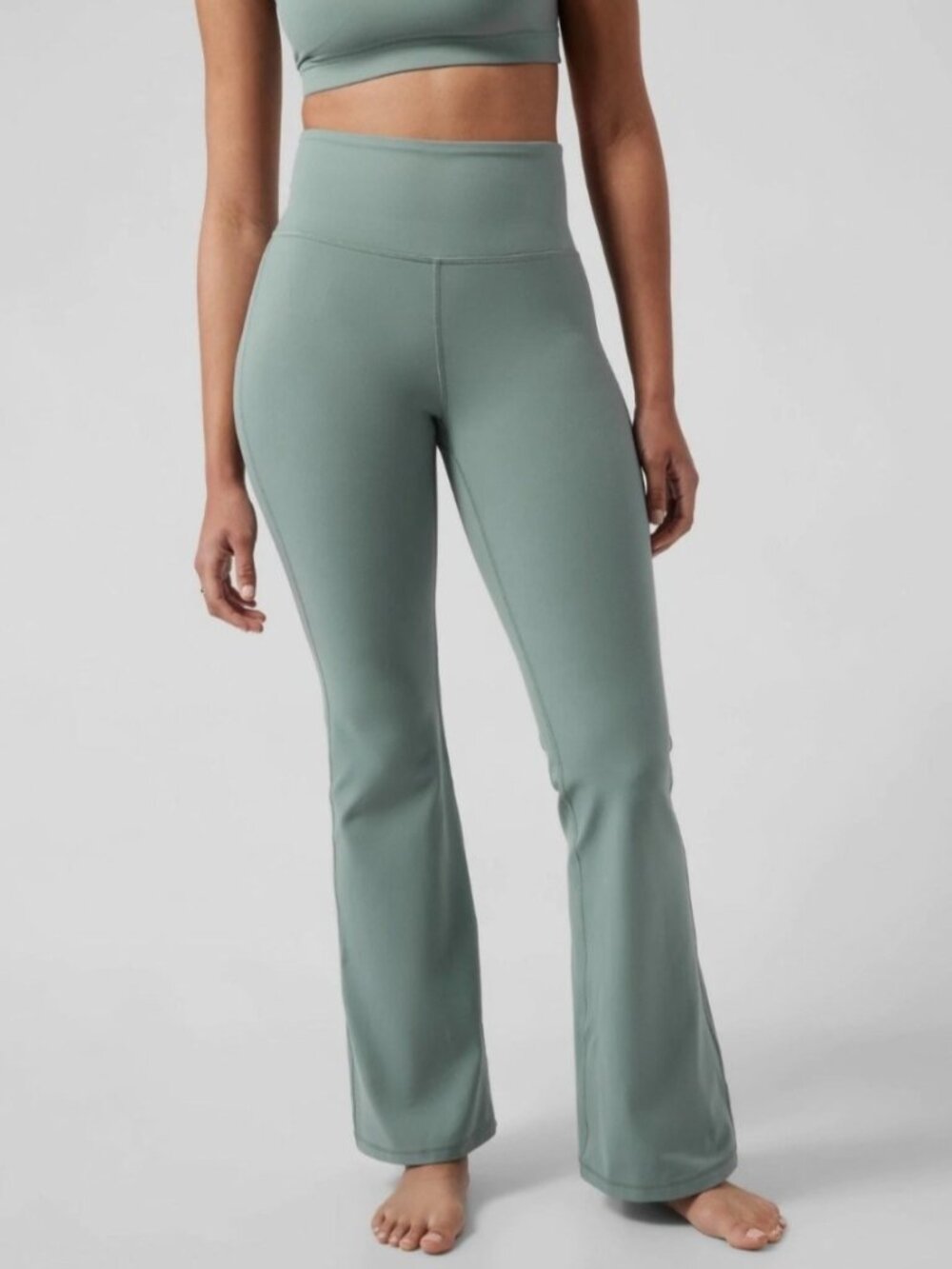 Athleta Elation Flare High-Rise Blue-Grey Stretchy Pants Small Athleisure Relax